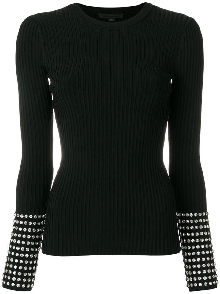 Alexander Wang Ribbed Top With Rhinestone Cuffs - Black