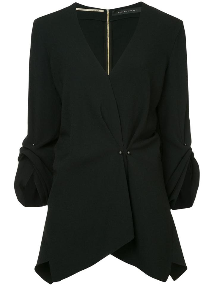 Roland Mouret Bacall Draped Asymmetric Blouse - Black