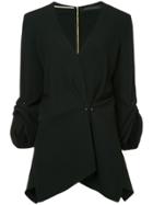 Roland Mouret Bacall Draped Asymmetric Blouse - Black