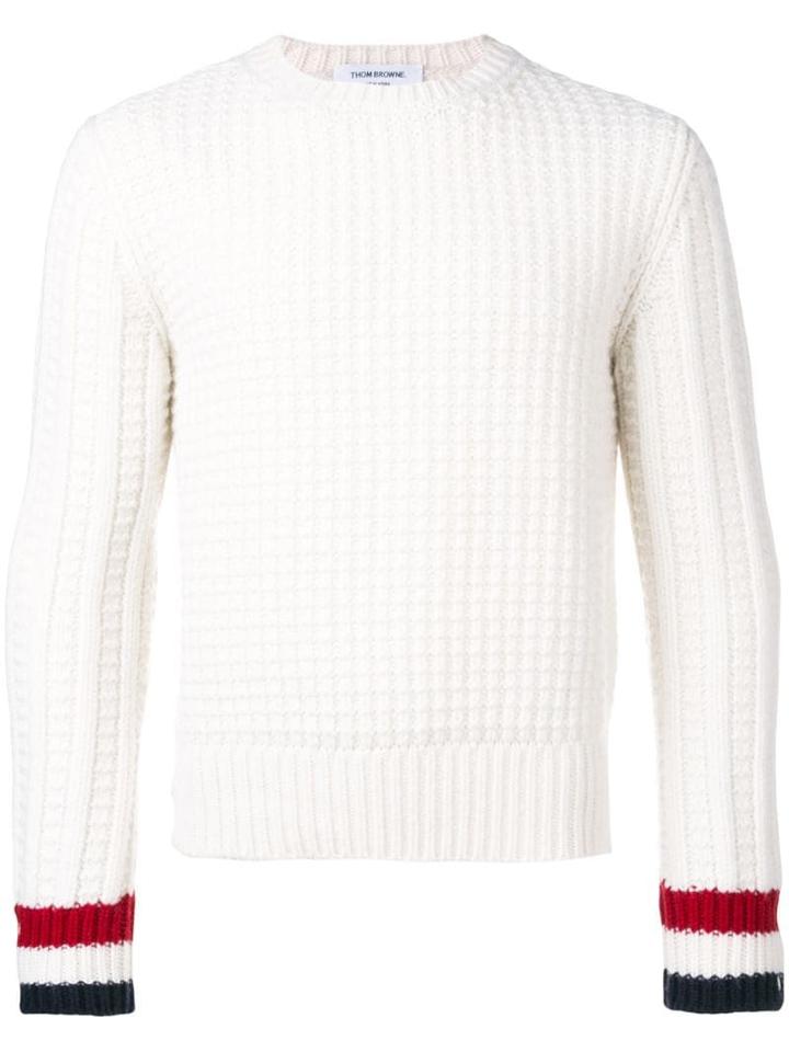 Thom Browne Chunky Fun-mix Stitch Merino Pullover - White