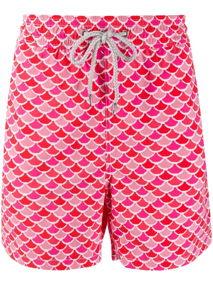 Love Brand Fish Scale Print Swim Shorts - Red