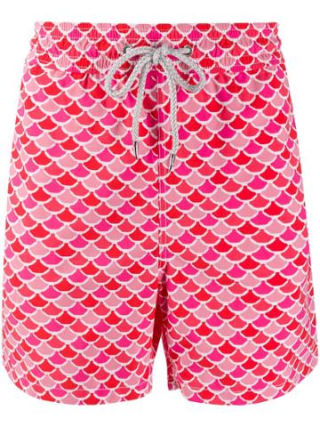 Love Brand Fish Scale Print Swim Shorts - Red