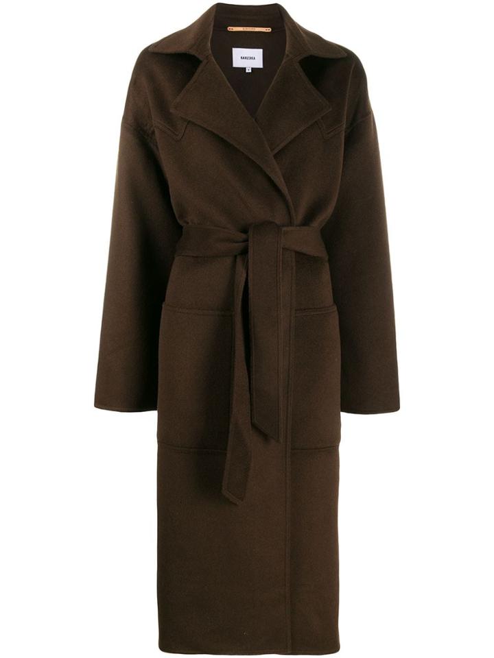 Nanushka Alamo Belted Coat - Brown
