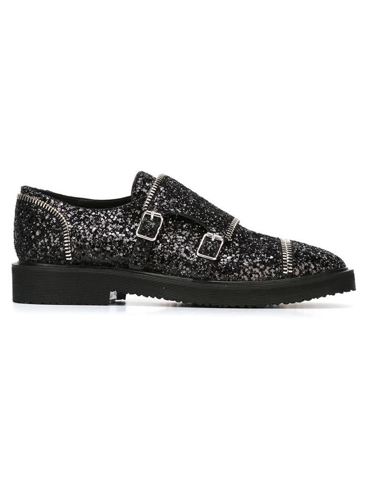 Giuseppe Zanotti Design Glitter Buckled Shoes