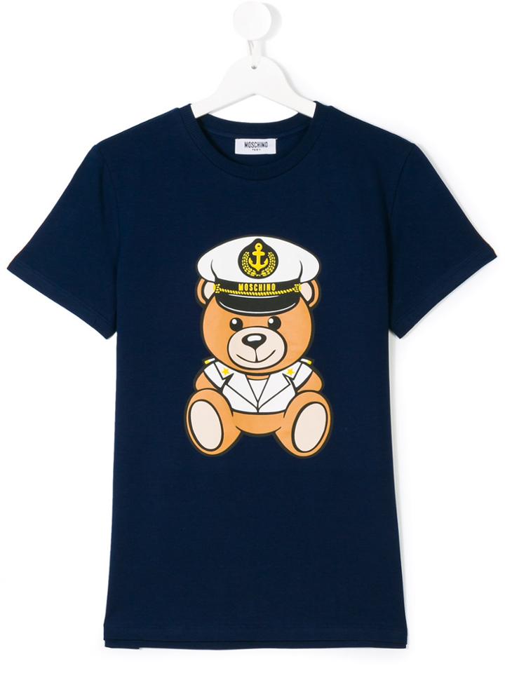 Moschino Kids Teen Captain Teddy T-shirt - Blue
