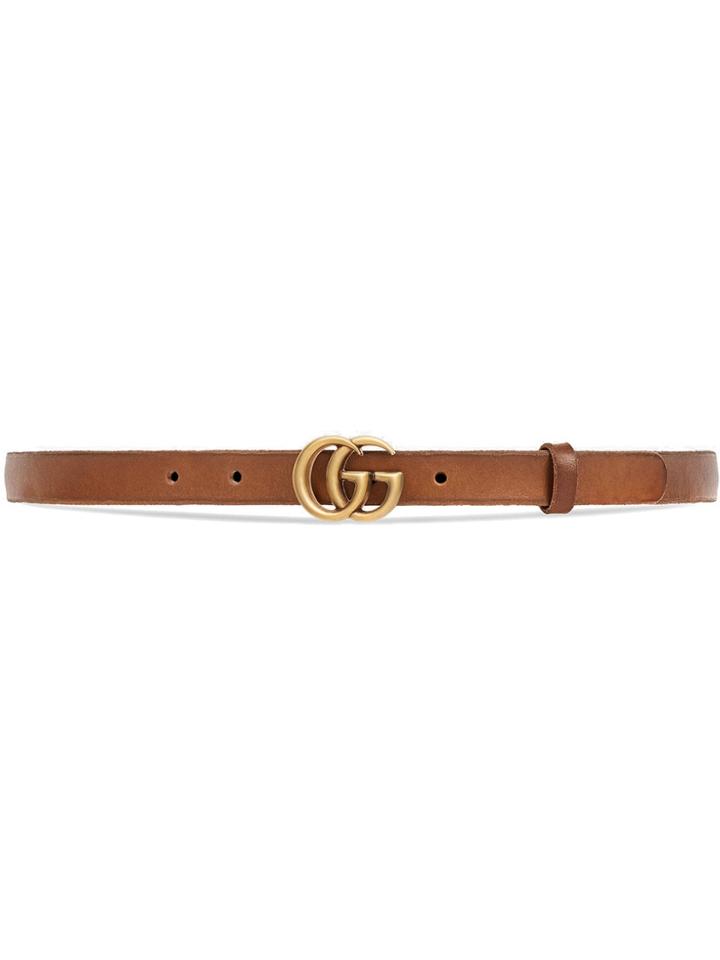 Gucci Leather Belt With Double G Buckle - Brown