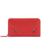 Fendi Zip-around Appliqué Wallet - Red