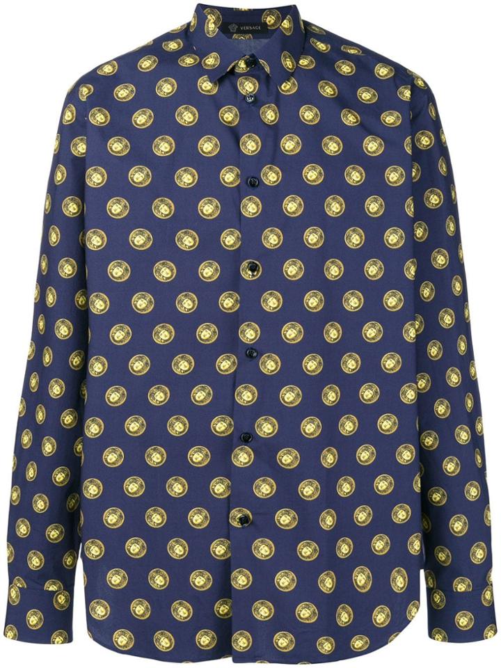 Versace Medusa Dot Print Shirt - Blue
