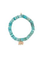 Sydney Evan 14kt Yellow Gold Diamond Elephant Charm Turquoise Beaded