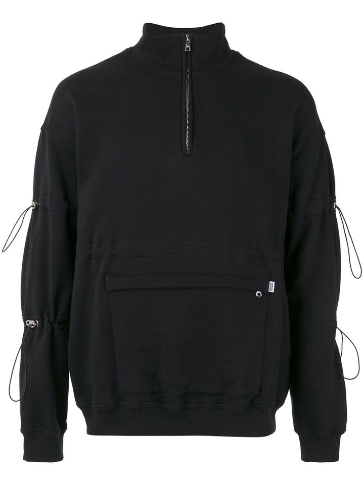 Christopher Shannon Zipped Neck Sweatshirt, Men's, Size: Large, Black, Cotton