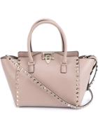 Valentino Small 'rockstud' Trapeze Tote - Nude & Neutrals