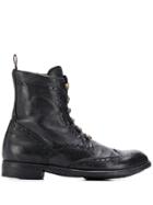 Officine Creative Brogue Military Boots - Black