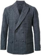 Taakk Pinstripe Double-breasted Blazer, Men's, Size: 3, Grey, Polyester/wool