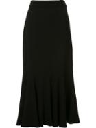 Co Ruffled Hem Midi Skirt, Women's, Size: Small, Black, Triacetate/polyester