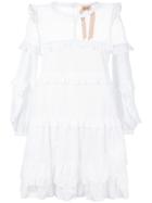 No21 Mesh Overlay Ruffle Dress - White