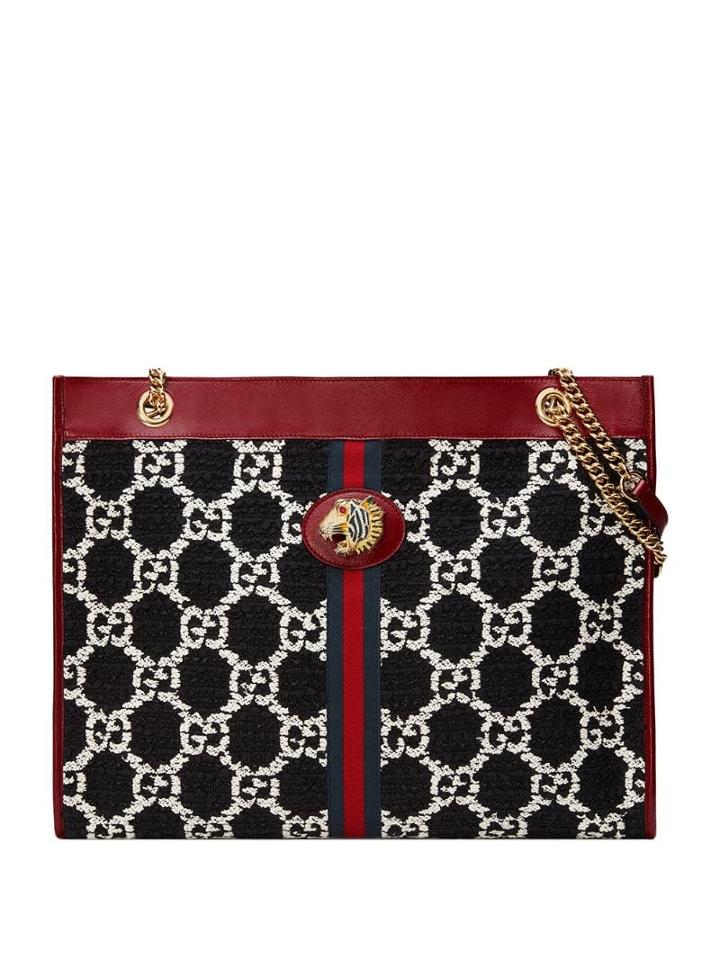 Gucci Large Rajah Gg Tweed Tote - Black
