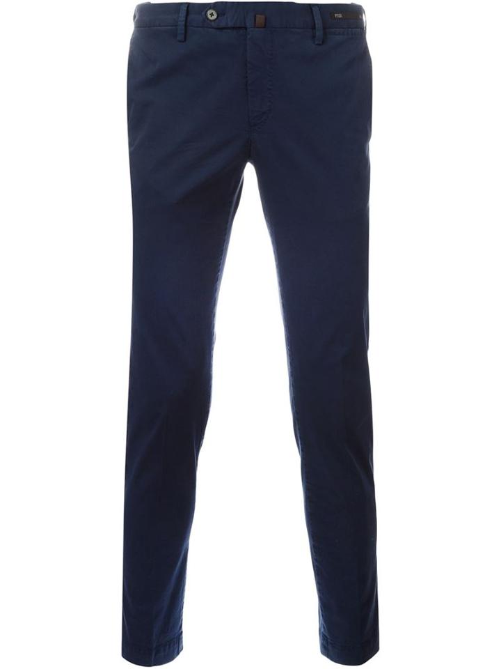 Pt01 Slim Chino Trousers, Men's, Size: 46, Blue, Cotton/spandex/elastane