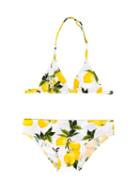 Dolce & Gabbana Kids Lemon Print Bikini, Girl's, Size: 10 Yrs, White