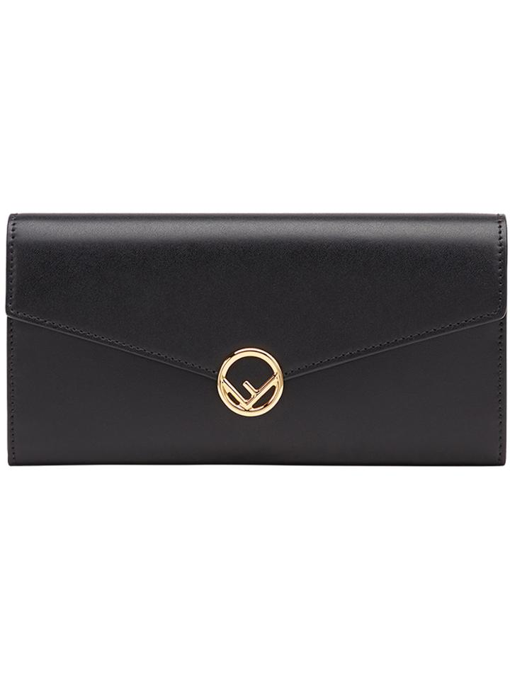 Fendi Logo Flap Purse - Black
