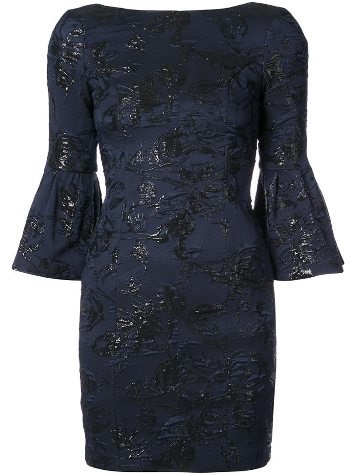 Aidan Mattox Floral-jacquard Dress - Blue