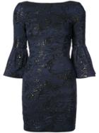 Aidan Mattox Floral-jacquard Dress - Blue