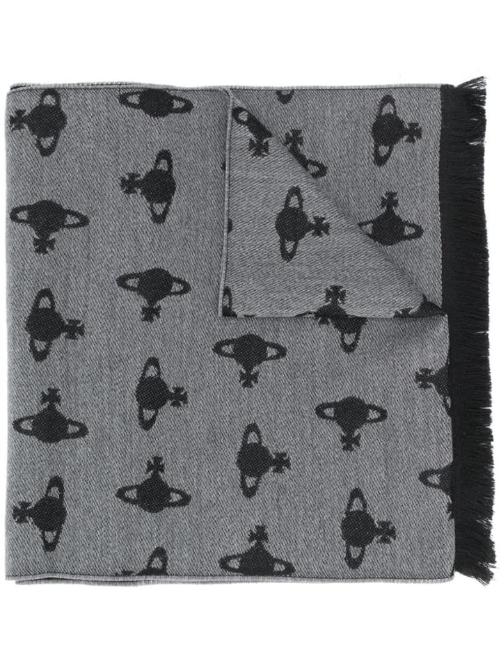 Vivienne Westwood Orb Logo Print Scarf - Grey