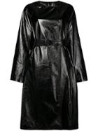 Three Floor Vernished Double Breasted Coat - Black