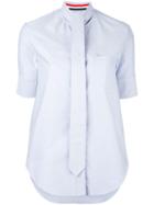 Thom Browne Shortsleeved Tie Shirt, Women's, Size: 38, Blue, Cotton
