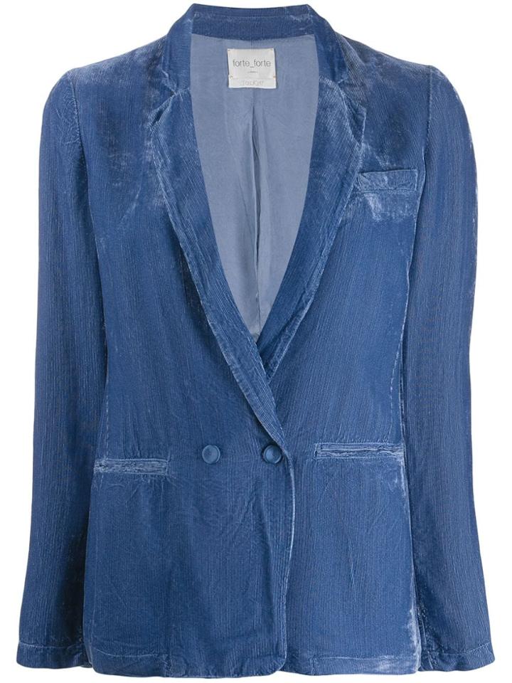 Forte Forte Ribbed Double-breasted Blazer - Blue