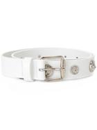 Versus Lion Studs Belt, Women's, Size: 80, White, Leather/metal (other)