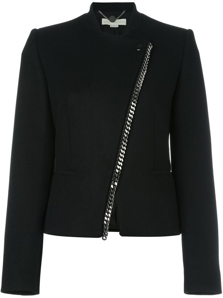 Stella Mccartney Asymmetrical 'falabella' Cropped Jacket, Women's, Size: 38, Black, Cotton/polyamide/viscose/wool