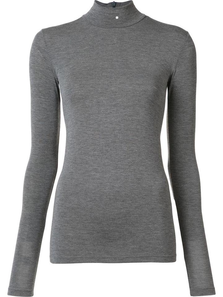 Gareth Pugh - Back Zip Turtleneck Top - Women - Nylon/spandex/elastane/modal - 44, Grey, Nylon/spandex/elastane/modal