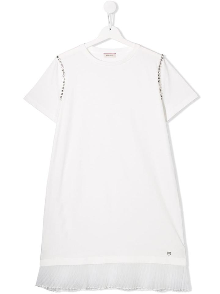 Pinko Kids Crystal Embellished Dress - White