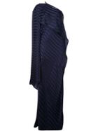 Michelle Mason One-shoulder Cape Gown - Blue