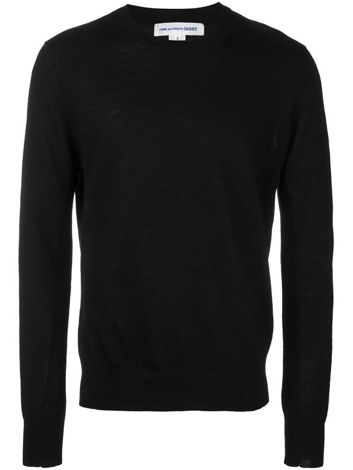Comme Des Garçons Shirt Crew Neck Pullover, Men's, Size: Large, Black, Wool