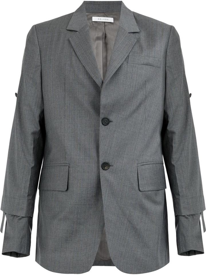 Delada Tiered Sleeve Suit Jacket - Grey