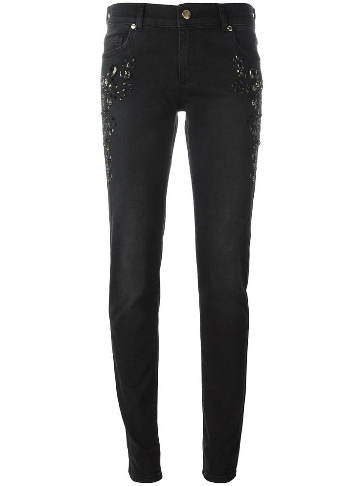 Versace Jeans Stone Embellished Cropped Jeans - Black