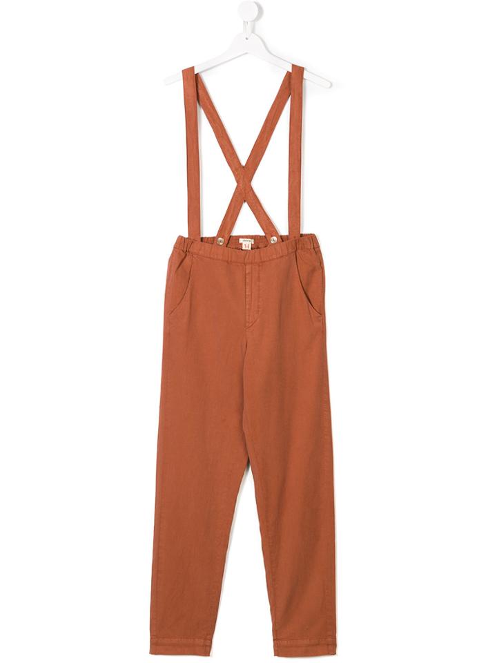 Bellerose Kids Teen Crossover Strap Dungarees - Yellow & Orange