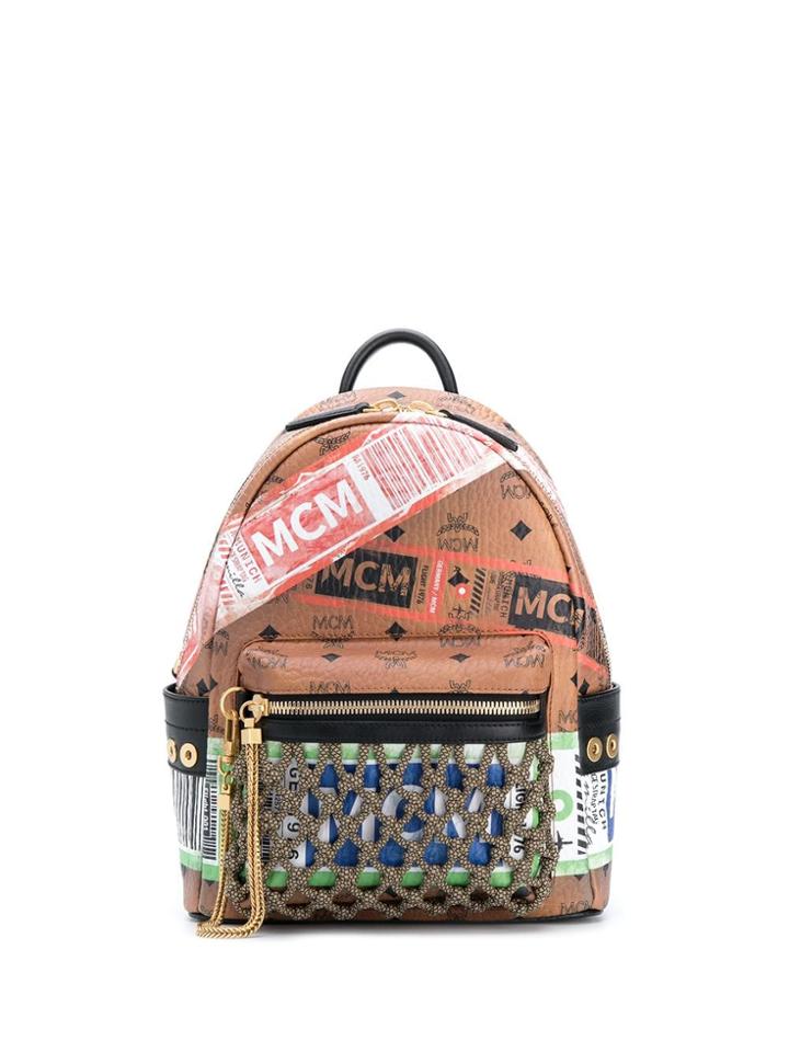 Mcm Stark Flight Print Visetos Backpack - Neutrals