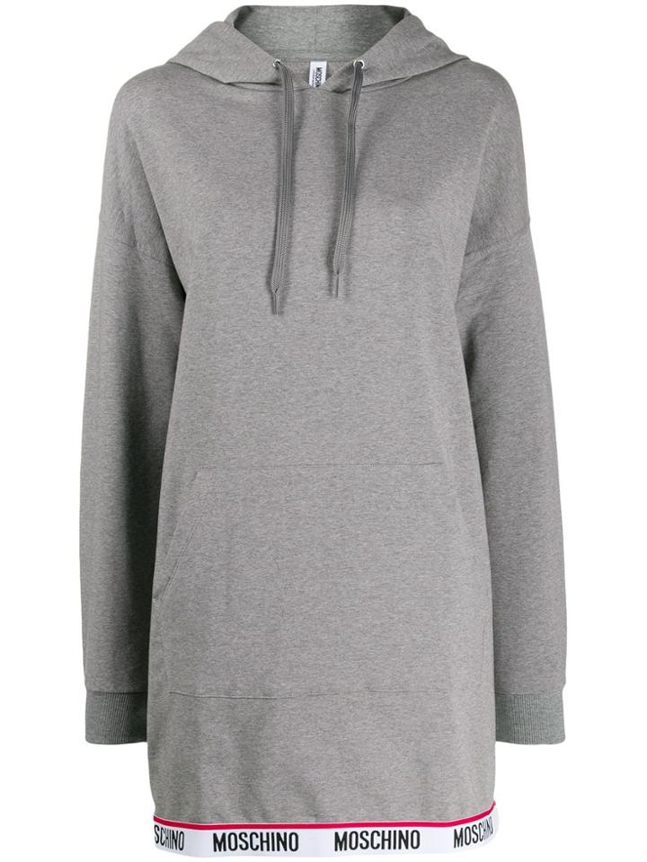 Moschino Panel Detail Hem Hooded Dress - Grey
