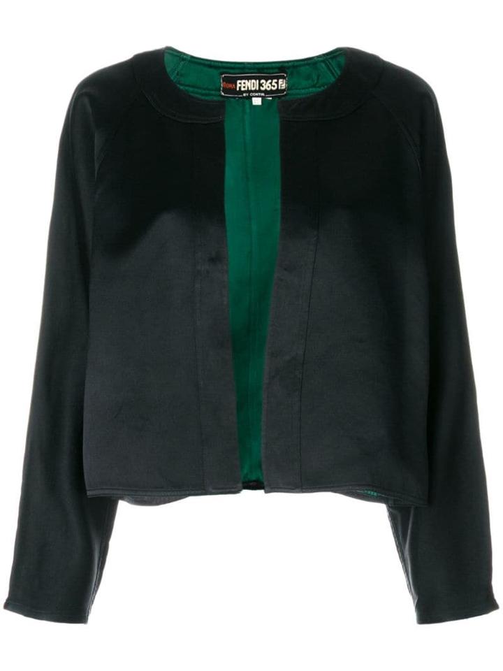 Fendi Pre-owned Collarless Cropped Jacket - Black