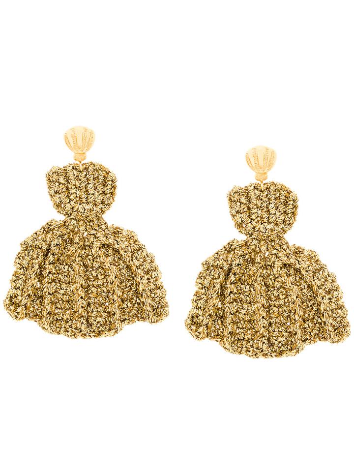 Lucy Folk Venus Fan Shell Earrings - Metallic