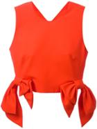 Msgm Tied Detail Cropped Top, Women's, Size: 38, Yellow/orange, Cotton/polyamide/spandex/elastane/polyester