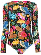 La Doublej Nature Print Longsleeved Swimsuit - Multicolour