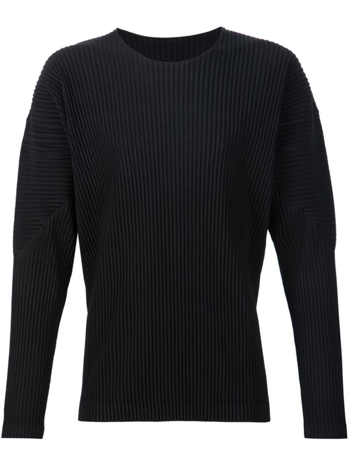 Homme Plissé Issey Miyake Long Sleeve Pleated T-shirt - Black