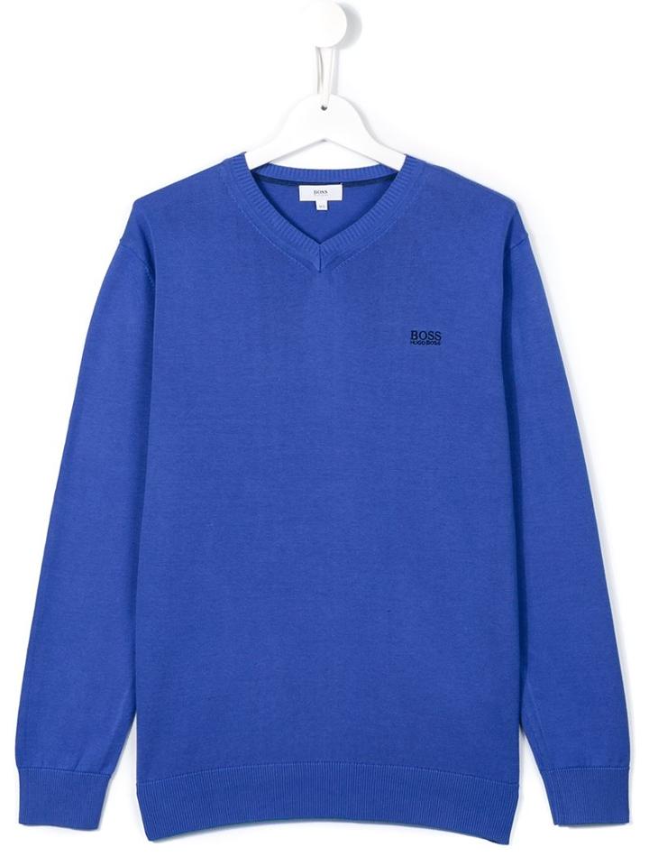 Boss Kids V-neck Jumper, Boy's, Size: 14 Yrs, Blue