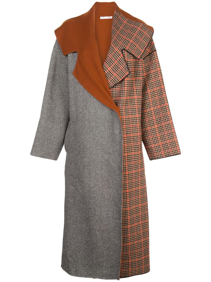 Oscar De La Renta Mixed Pattern Oversized Coat - Brown