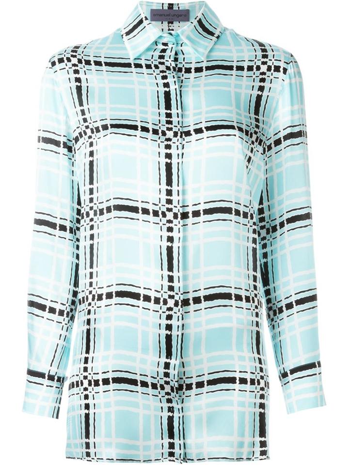 Emanuel Ungaro Checked Print Shirt, Women's, Size: 42, Blue, Silk