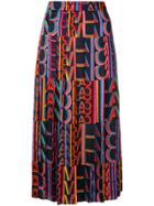 Msgm Milano Print Pleated Skirt - Blue