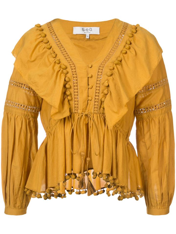 Sea Ruffle Blouse - Yellow & Orange